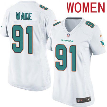 Women Miami Dolphins #91 Cameron Wake Nike White Game NFL Jersey